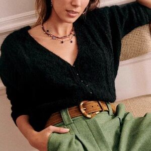 Sezane Lison Knit Black Cardigan Jumper Sweater Size XXS